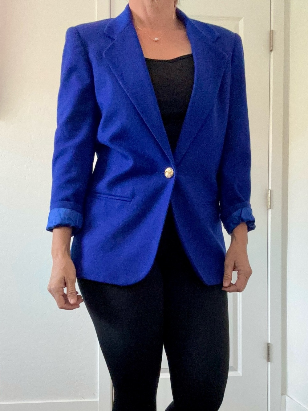 Vintage Savannah Cobalt Blue Single-Button 100% Wool Blazer